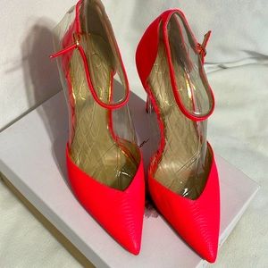 Neon coral heels